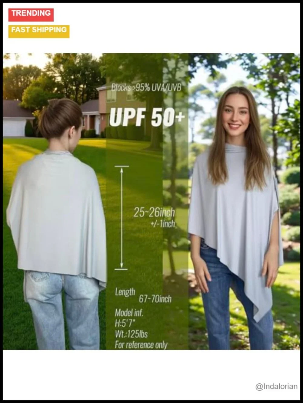 UPF 50+ Sun Shawl Ice Silk Cooling Convertible UV Scarf Snaps Packable